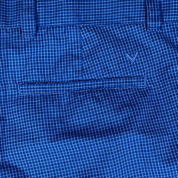Callaway Golf Blue Micro Check Golf Shorts Men 36 Performance Casual Lightweight - Picture 4 of 7